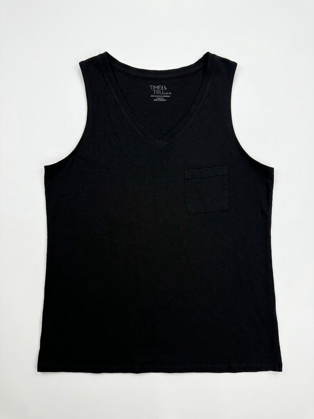 Time and Tru Women’s Black V-Neck Tank with Chest Pocket